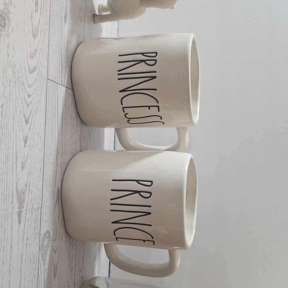 Rae Dunn Prince and Princess Mug Set - White